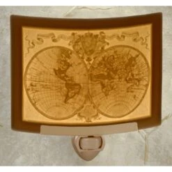 Old World Map Curved Panel Lithophane Nightlight