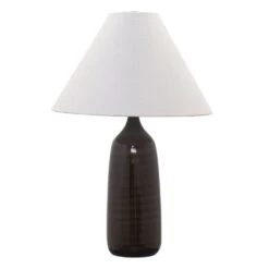 House Of Troy Scatchard Brown Gloss Table Lamp With Conical Shade