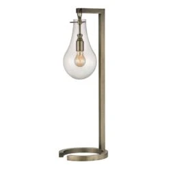Table Lamp With Clear Glass In Antique Brass Finish