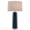 Currey And Company Azure Navy / Polished Nickel Table Lamp With Drum Shade