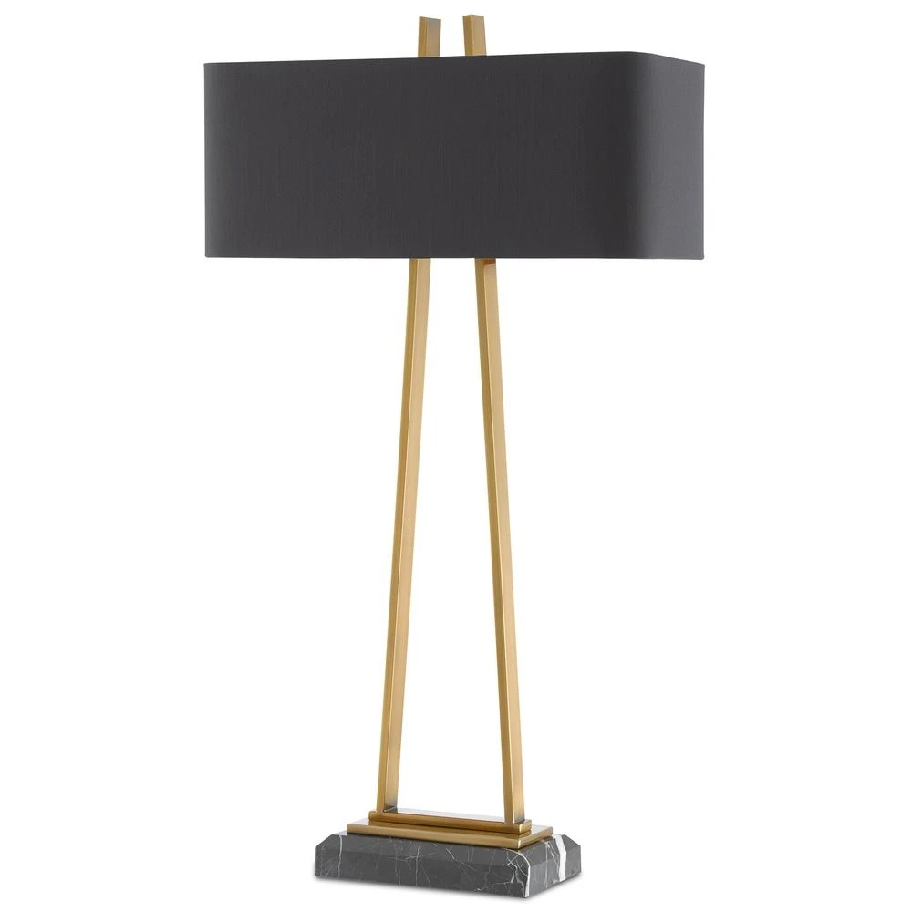 Currey And Company Adorn Antique Brass / Black Table Lamp With Rectangle Shade - Image 3