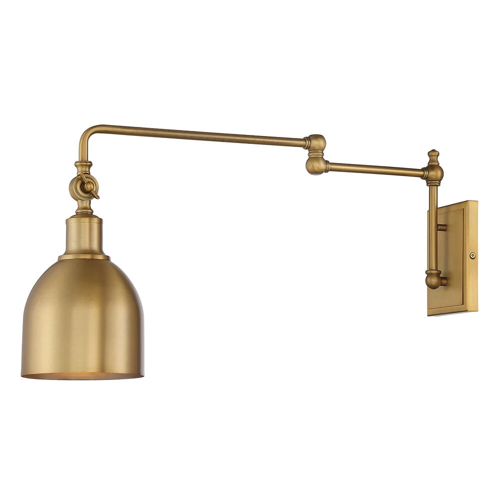 13.5-Inch High Adjustable Wall Sconce In Natural Brass By Meridian - Image 5