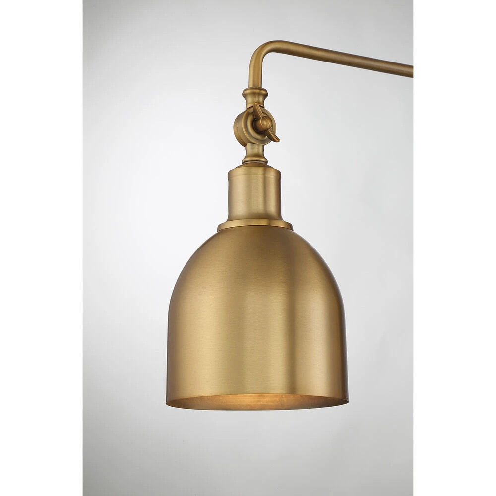 13.5-Inch High Adjustable Wall Sconce In Natural Brass By Meridian - Image 2