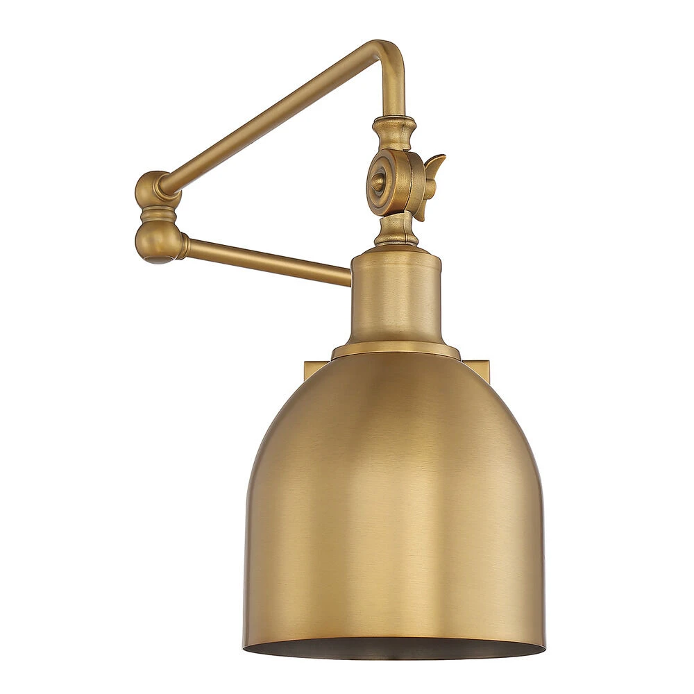 13.5-Inch High Adjustable Wall Sconce In Natural Brass By Meridian - Image 7