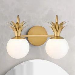 Palma 14.75-Inch Vanity Light In Heritage Brass With Etched Opal Glass