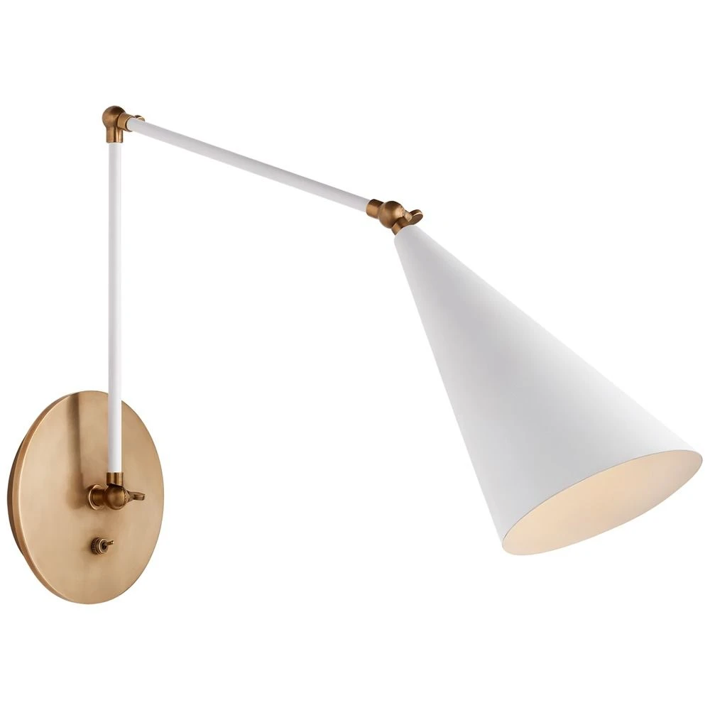 Aerin Clemente Library Sconce In White & Brass By Visual Comfort Signature