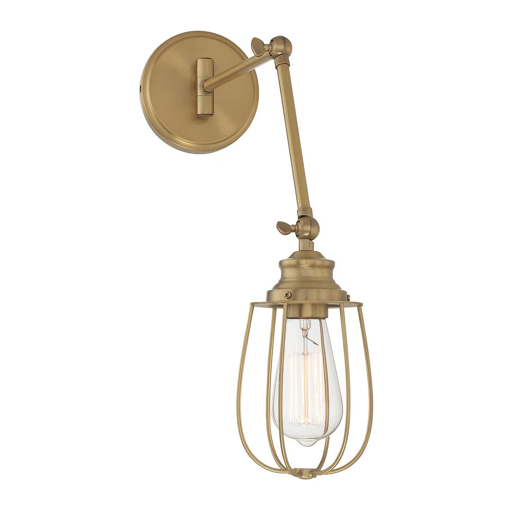 11-Inch High Adjustable Wall Sconce In Natural Brass By Meridian - Image 4