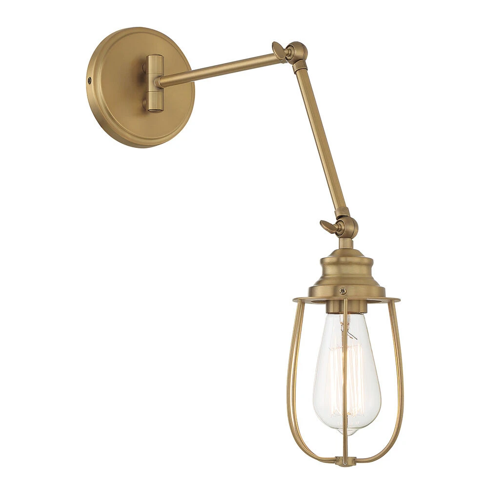11-Inch High Adjustable Wall Sconce In Natural Brass By Meridian - Image 3