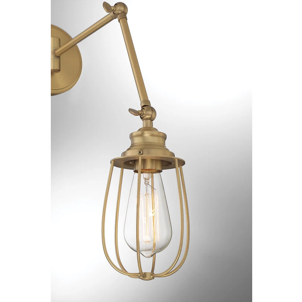 11-Inch High Adjustable Wall Sconce In Natural Brass By Meridian - Image 5