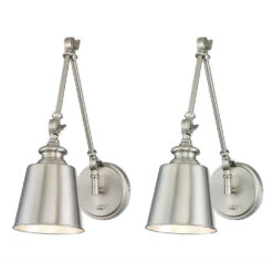17-Inch High Adjustable Wall Sconce In Brushed Nickel Set Of 2