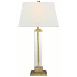 Visual Comfort Signature Collection Wright Gilded Iron Table Lamp With Rectangle Shade