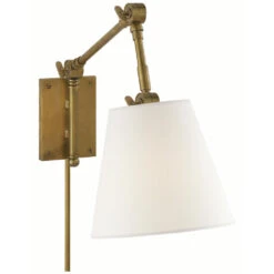 Visual Comfort Signature Collection Suzanne Kasler Graves Hand-Rubbed Antique Brass Swing Arm Lamp
