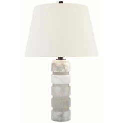 Visual Comfort Signature Collection Chunky Alabaster Table Lamp With Empire Shade