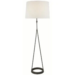 Visual Comfort Signature Collection Dauphine Aged Iron Floor Lamp With Drum Shade