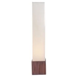 Modern Floor Lamp With White Shades In Teak Finish