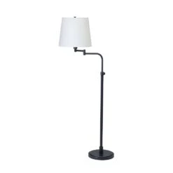 Swing Arm Lamp With White Shade In Oil Rubbed Bronze Finish