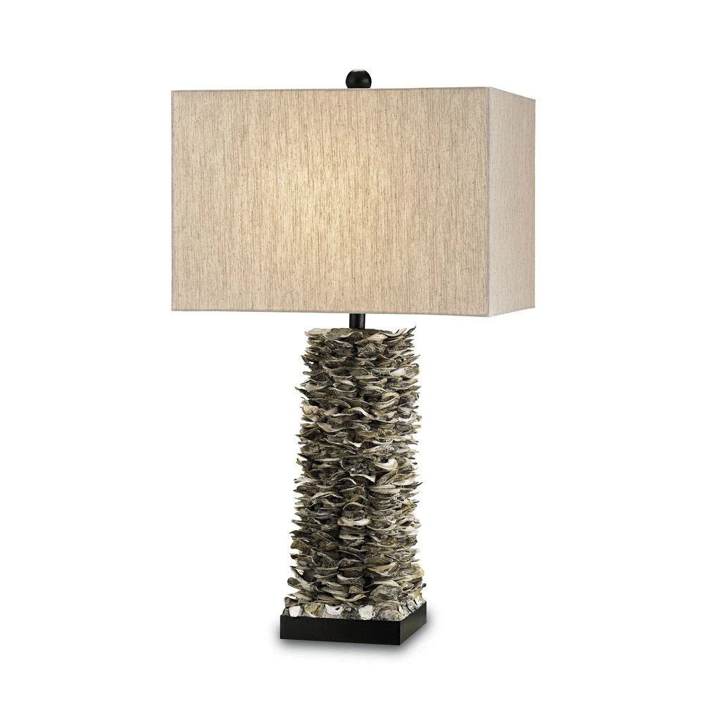 Table Lamp With Beige / Cream Shade In Natural/satin Black Finish